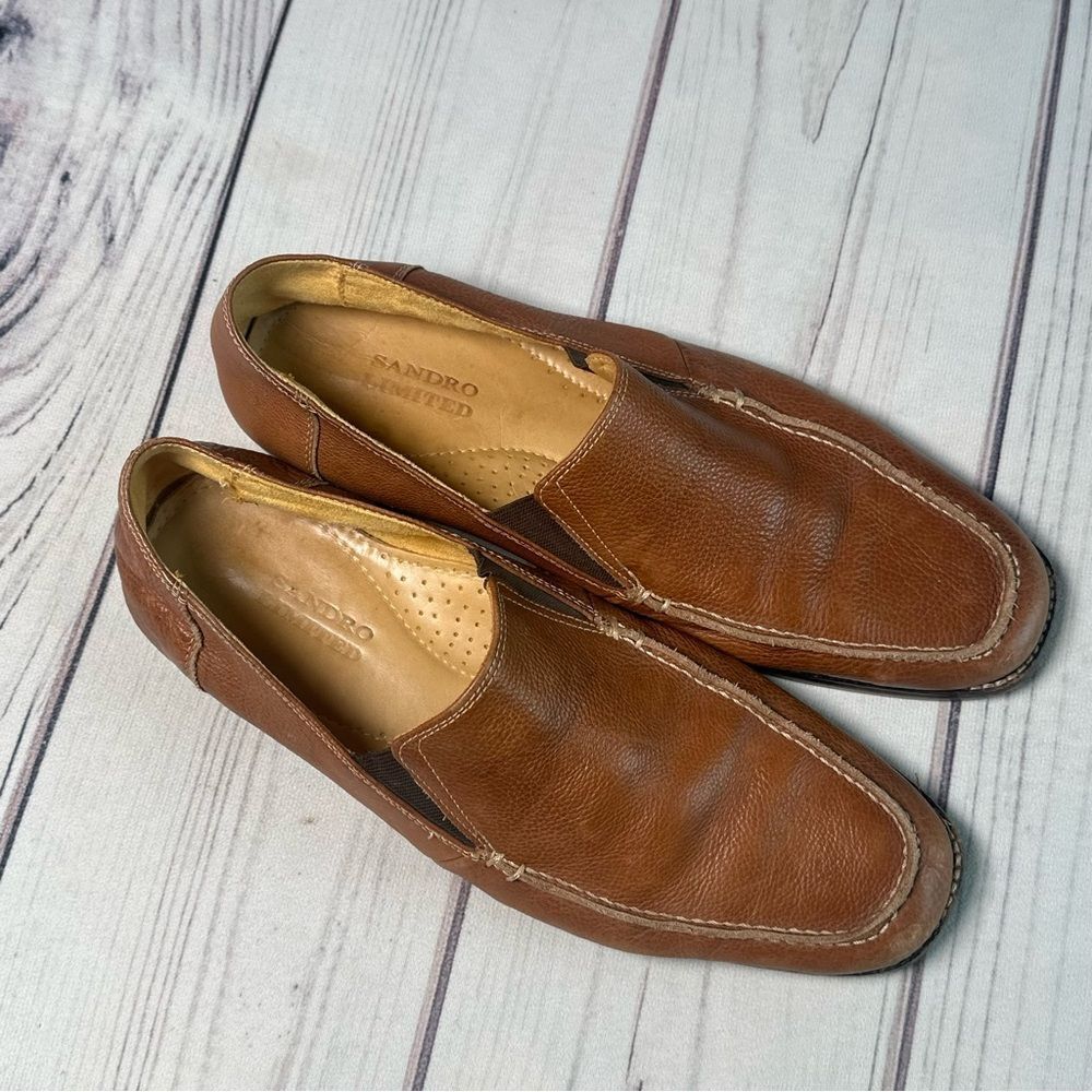 Sandro Limited Leather Driving Loafer Men Sz 11‎ D Brown Tan Designer Career - Picture 6 of 10